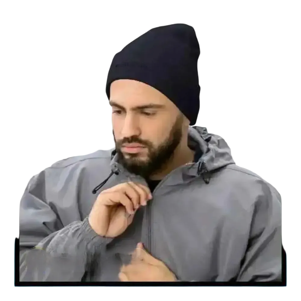 Herren-Strickmütze in Navy, Winter-Beanie aus 100% Acryl, passend für 44-47 cm, bequem und warm für den Alltag