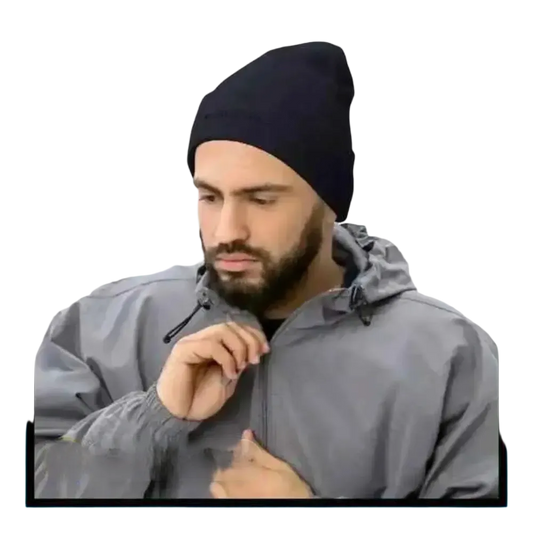 Herren-Strickmütze in Navy, Winter-Beanie aus 100% Acryl, passend für 44-47 cm, bequem und warm für den Alltag