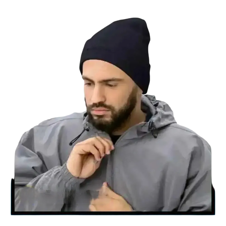 Herren-Strickmütze in Navy, Winter-Beanie aus 100% Acryl, passend für 44-47 cm, bequem und warm für den Alltag