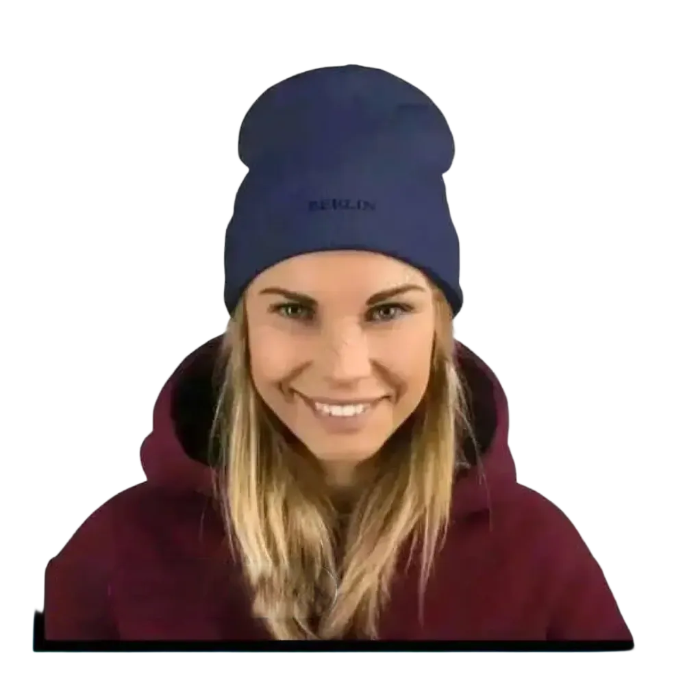 Winterbeanie für Damen und Herren aus Baumwolle und Acryl, navy, 44-45 cm, bequemes Unisex-Beanie, kuscheliges Strickdesign