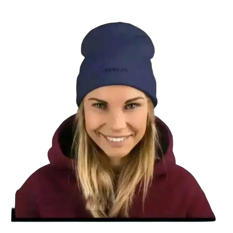 Winterbeanie für Damen und Herren aus Baumwolle und Acryl, navy, 44-45 cm, bequemes Unisex-Beanie, kuscheliges Strickdesign