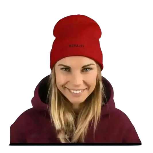 Rote Wintermütze aus Baumwolle und Acryl, Unisex Beanie, gestrickt, 44-45 cm, bequem und warm für Herren und Damen