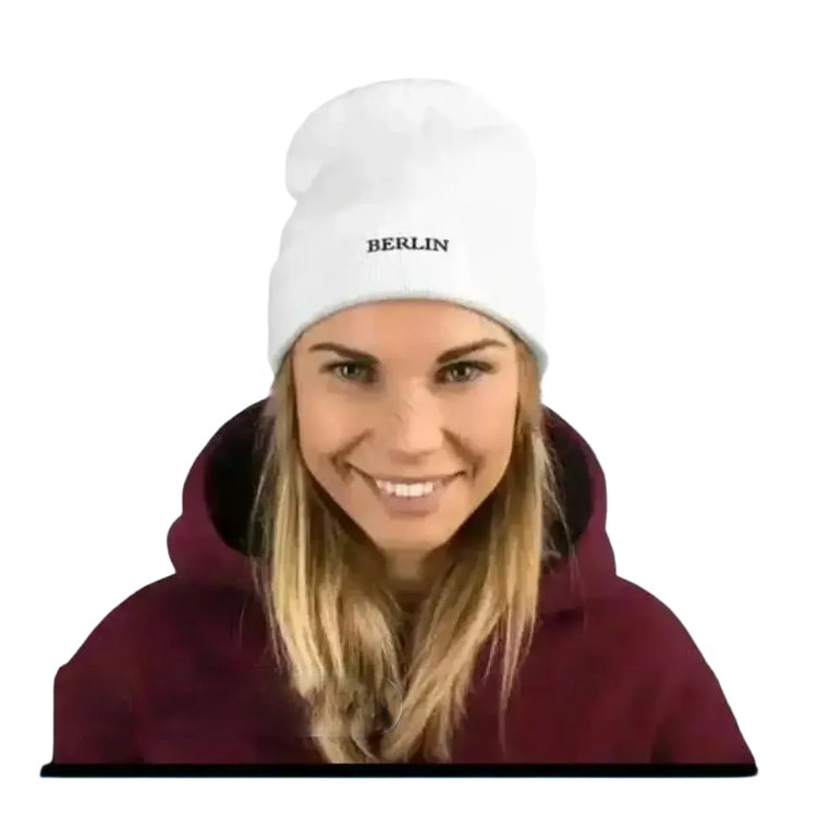 Weiße unisex Wintermütze, Baumwolle und Acryl, 44-45 cm, gestrickte Beanie für Damen und Herren