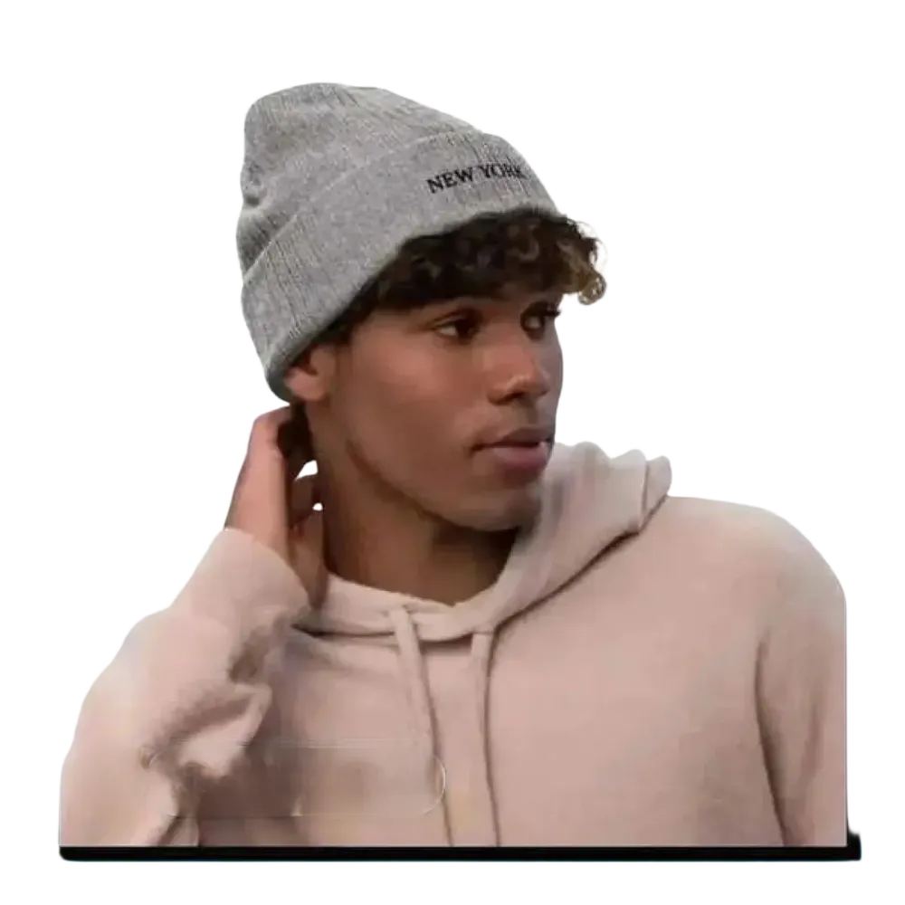 Herren- und Damen-Strickmütze von BUYATHOME24, leichte Winterbeanie in Hellgrau, 45-64 cm Umfang, kuscheliger Winterlook
