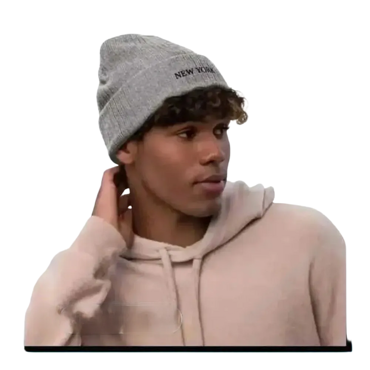 Herren- und Damen-Strickmütze von BUYATHOME24, leichte Winterbeanie in Hellgrau, 45-64 cm Umfang, kuscheliger Winterlook