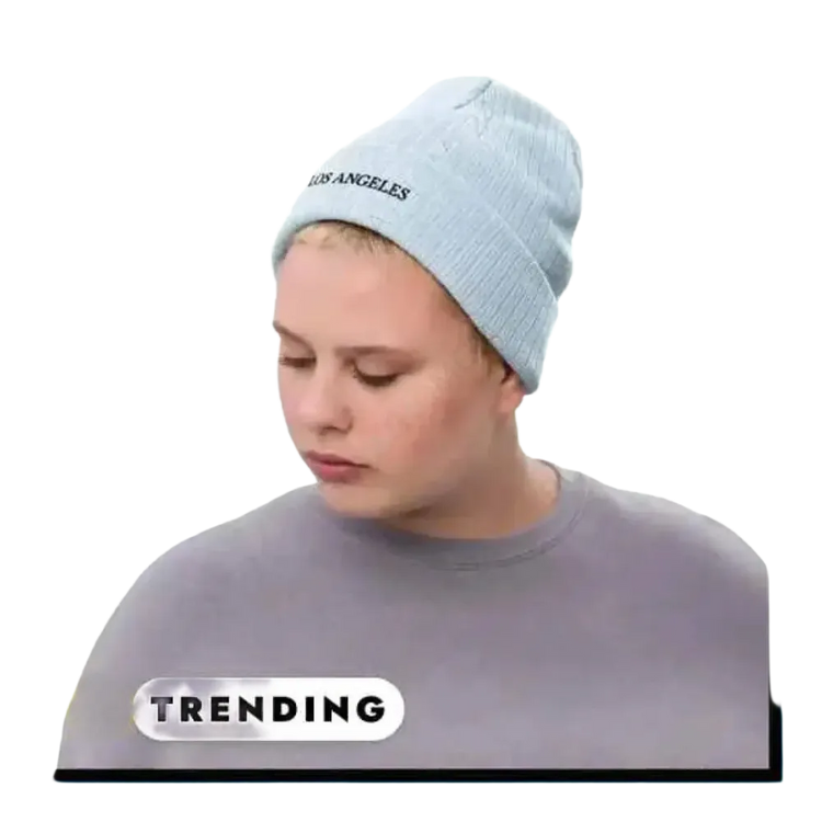 Zweilagige Wintermütze Beanie für Damen und Herren, hellblau, 45-64 cm, aus Strickstoff, bequem und warm.
