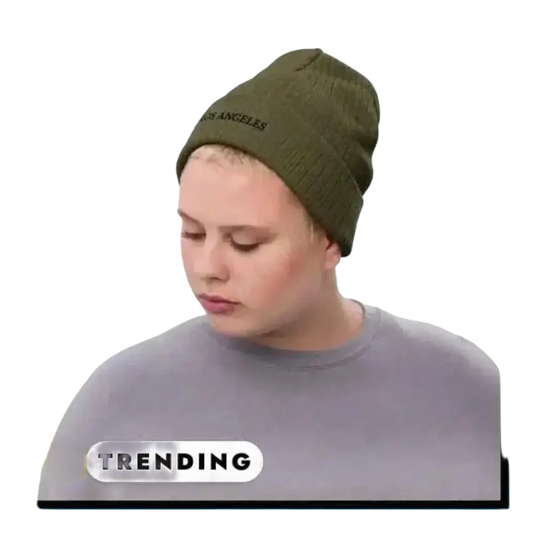 Zweilagige grüne Strickmütze Beanie für Damen und Herren, 45-64 cm, bequeme Wintermütze mit elastischem Bund.