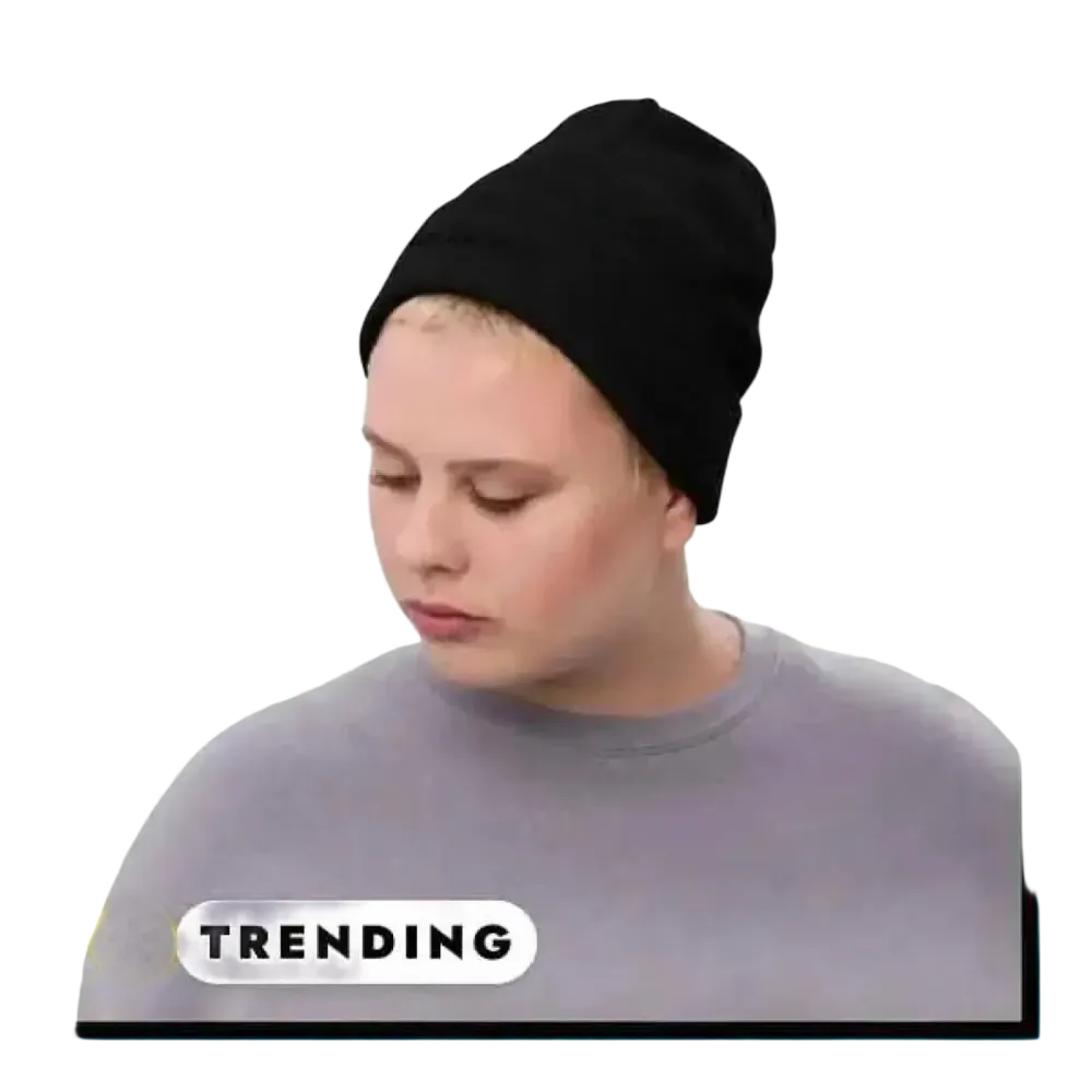 Zweilagige schwarze Wintermütze Beanie für Damen und Herren, 45-64 cm, aus Strick, von BUYATHOME24