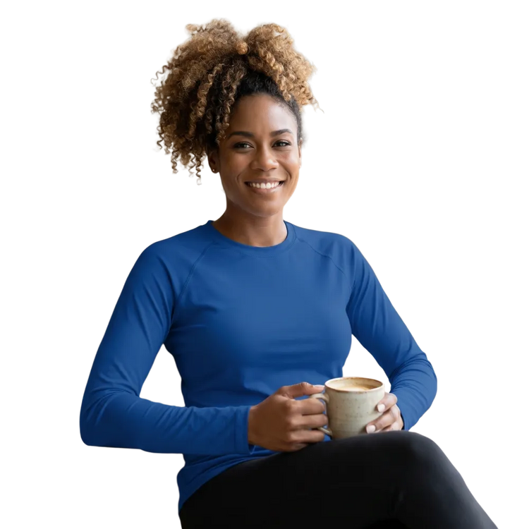 Damen Langarm-Sportshirt von BUYATHOME24, Workout Top mit UV-Schutz, in XS bis 3XL, sportlich und bequem für Damen.