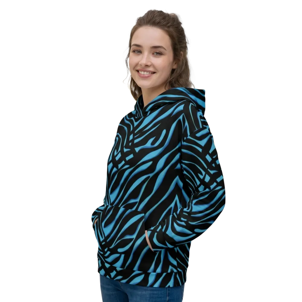 Zebra Grafik Kapuzenpullover für Damen, Allover-Print, Unisex Hoodie in XS-3XL, bequemer Hoodie mit Zebra-Muster