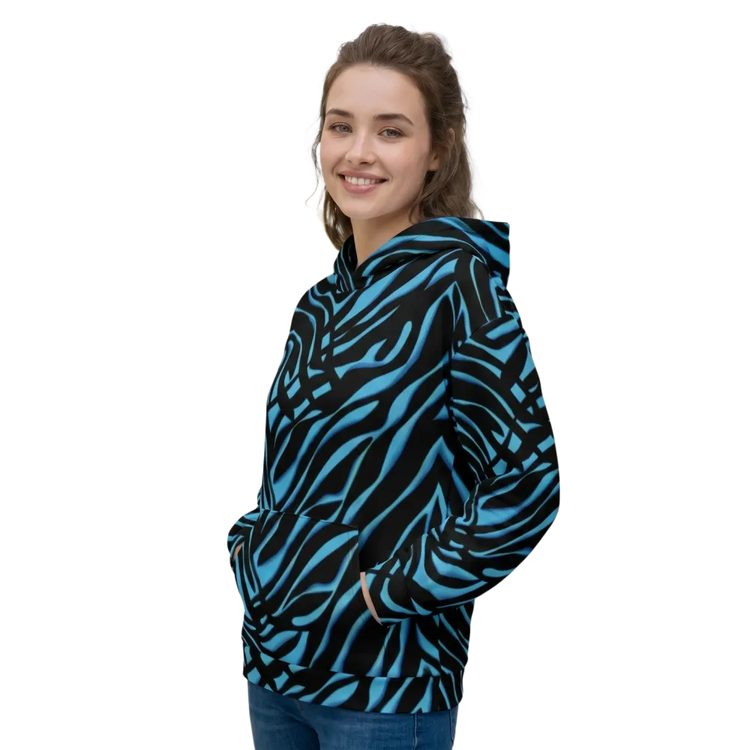 Zebra Grafik Kapuzenpullover für Damen, Allover-Print, Unisex Hoodie in XS-3XL, bequemer Hoodie mit Zebra-Muster