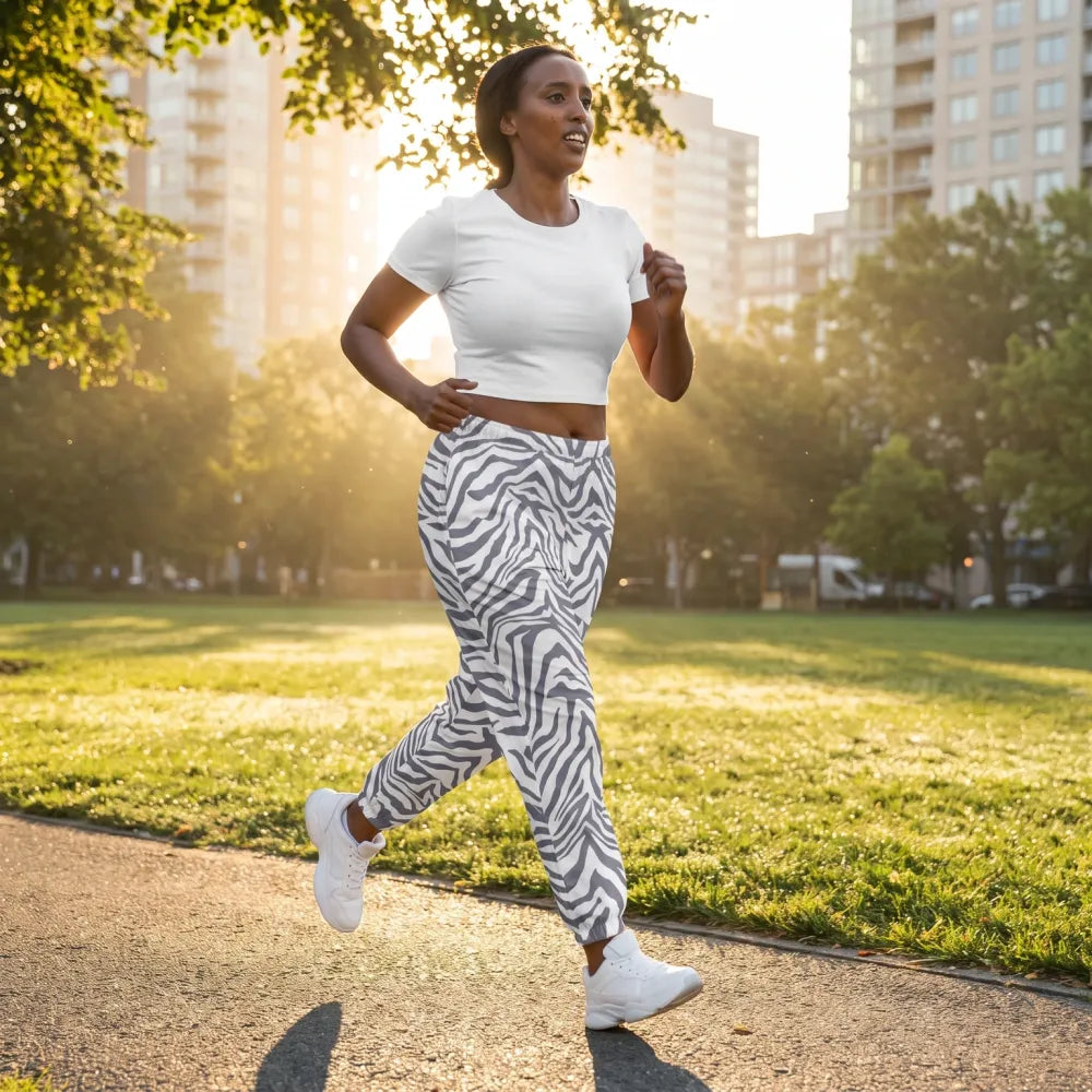 Zebra Print Unisex Trainingshose aus Polyester, wasserabweisend, in XS bis 3XL, bequem und stylisch für Sport und Freizeit.
