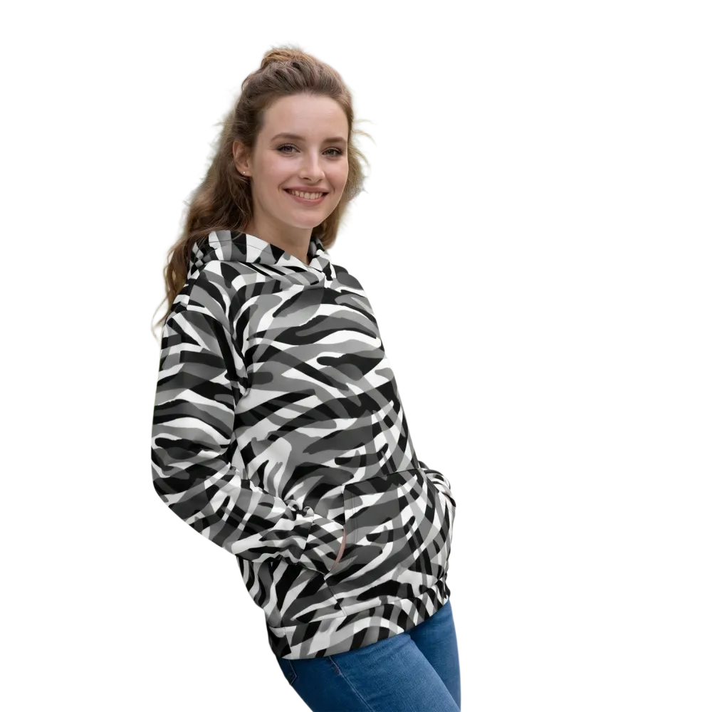 Zebra Tierdruck Damen Hoodie mit Allover-Print, Unisex Kapuzenpullover in XS-3XL, bequeme Freizeitkleidung von BUYATHOME24